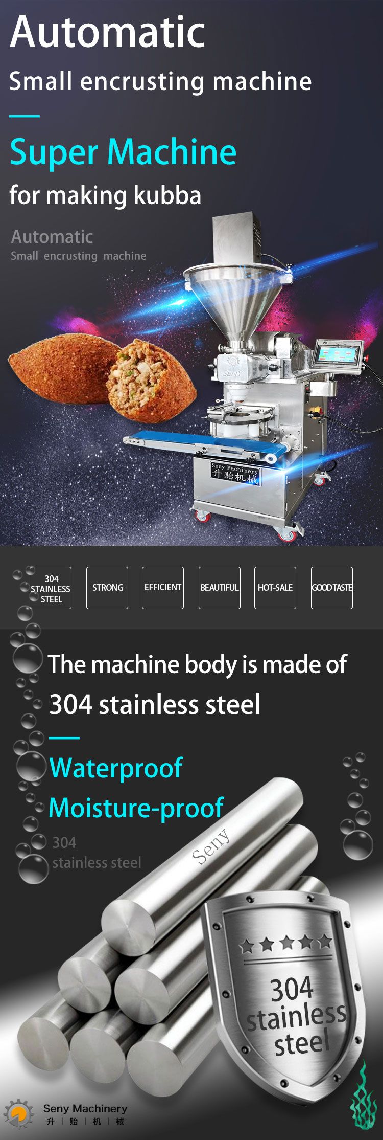 Automatic Small Kubba Kibbeh Making Encrusting Machine